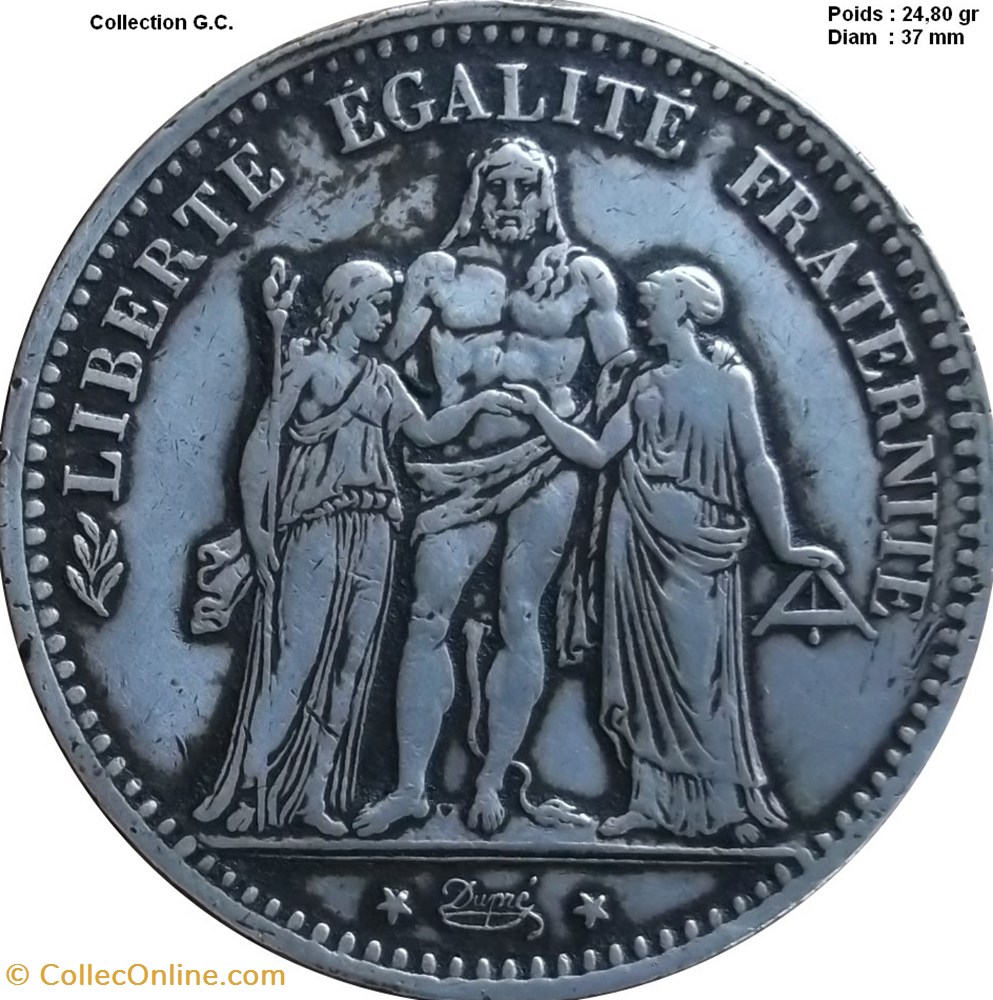 - 5 francs Hercule 1876 A Paris monnaies monde france 5 francs hercule 1876 a paris