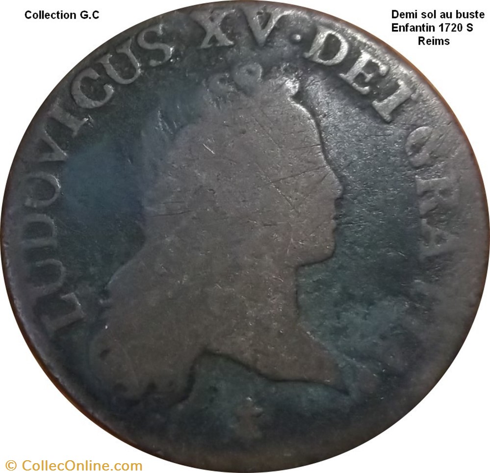 monnaie france royale demi sol au buste enfantin 1720 reims