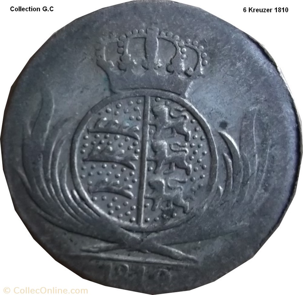 VI Kreuzer 1810 monnaie feodale a saint empire romain germanique vi kreuzer 1810