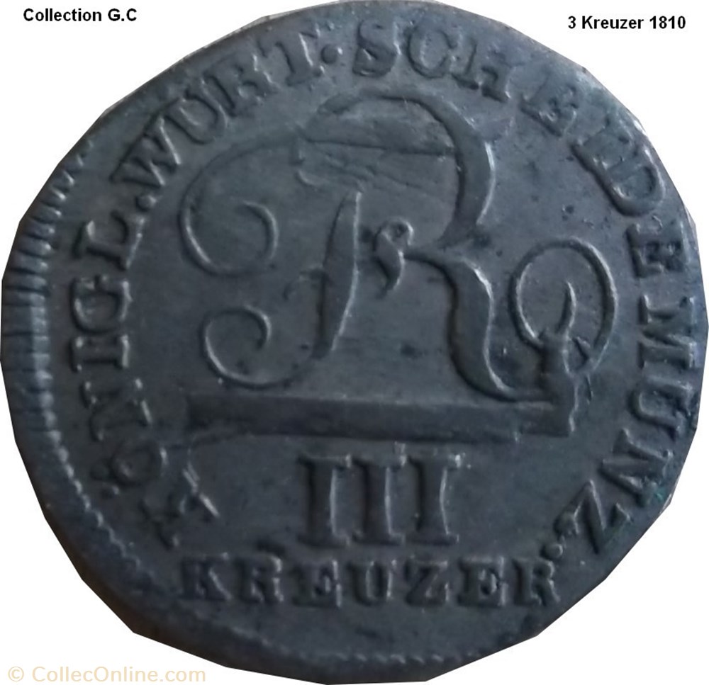 monnaie feodale a saint empire romain germanique iii kreuzer 1810