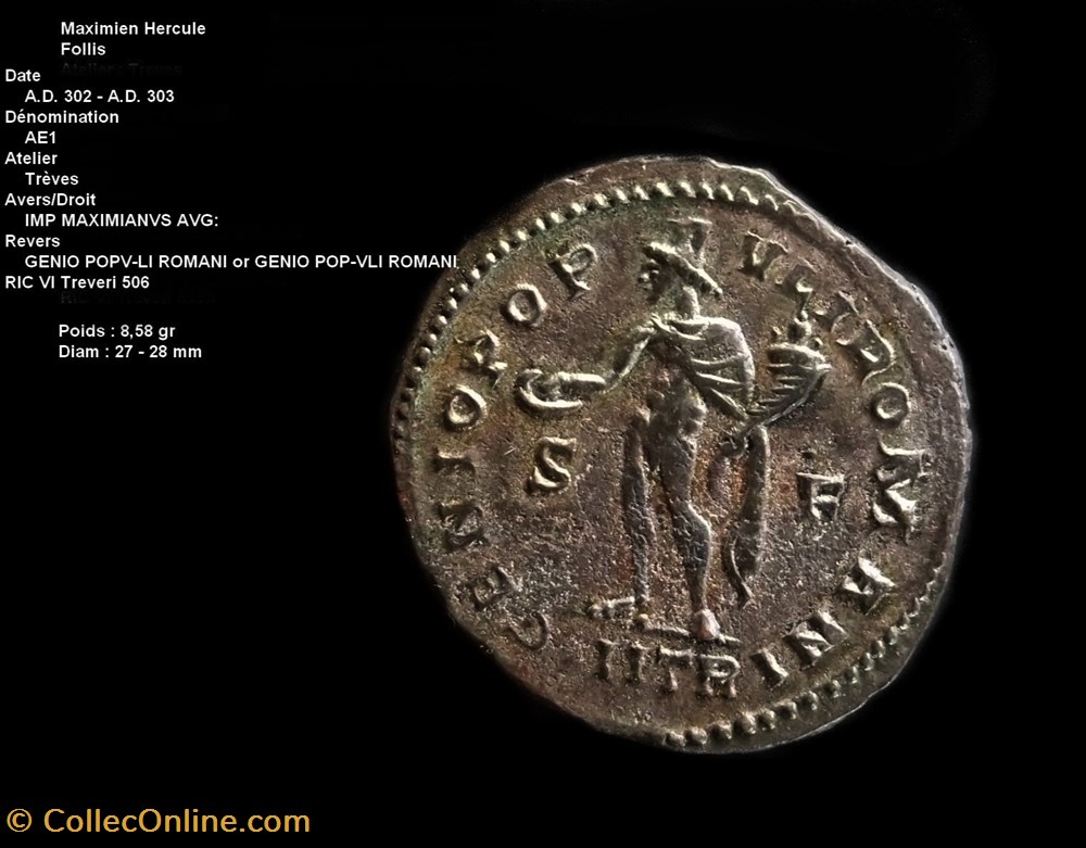 monnaies antiques romaines republicaines imperiales follis maximien hercule treves unique