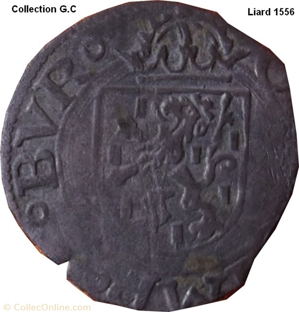 Liard Charles Quint ( ou V ) 1556 monnaie feodale liard charles quint ou v 1556