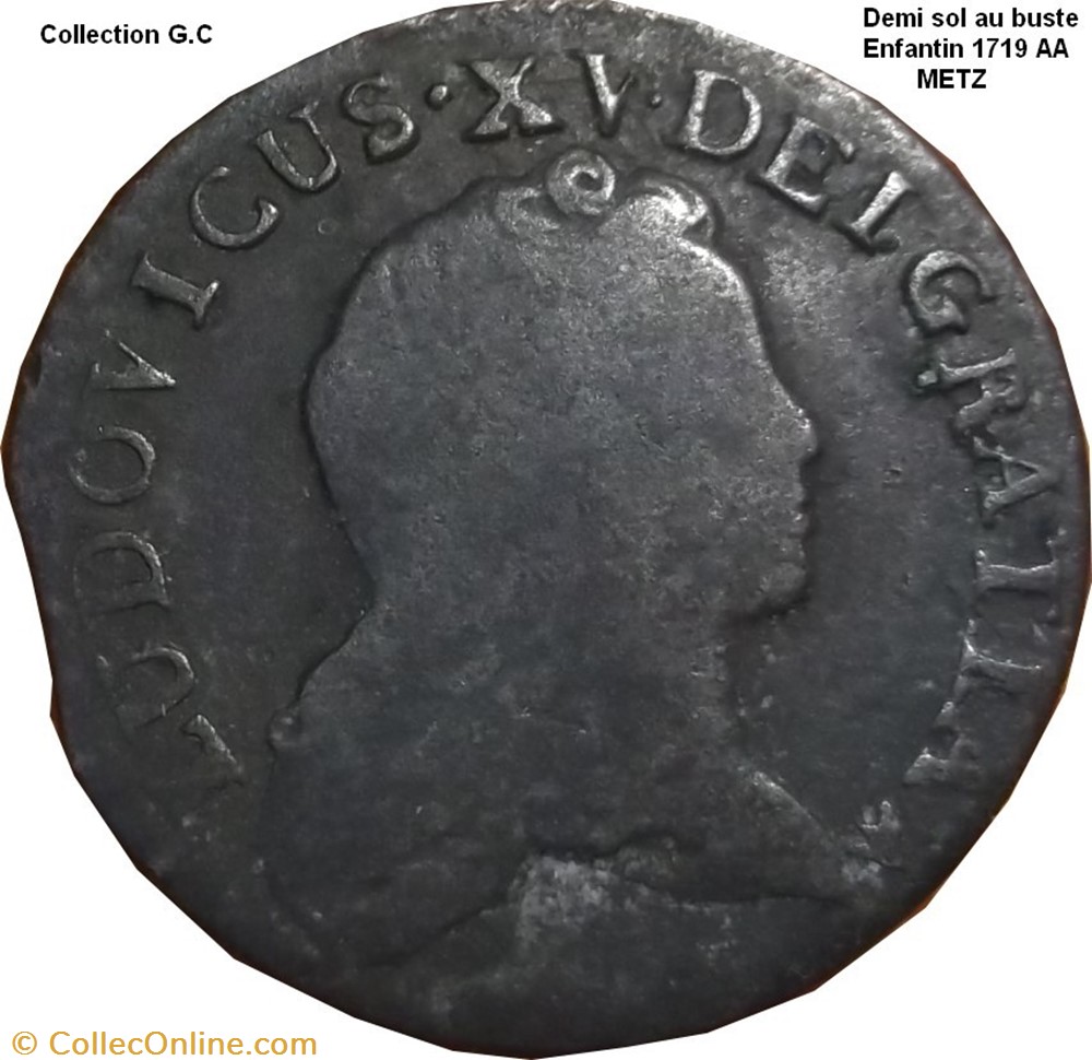 monnaie france royale demi sol au buste enfantin 1719 aa metz