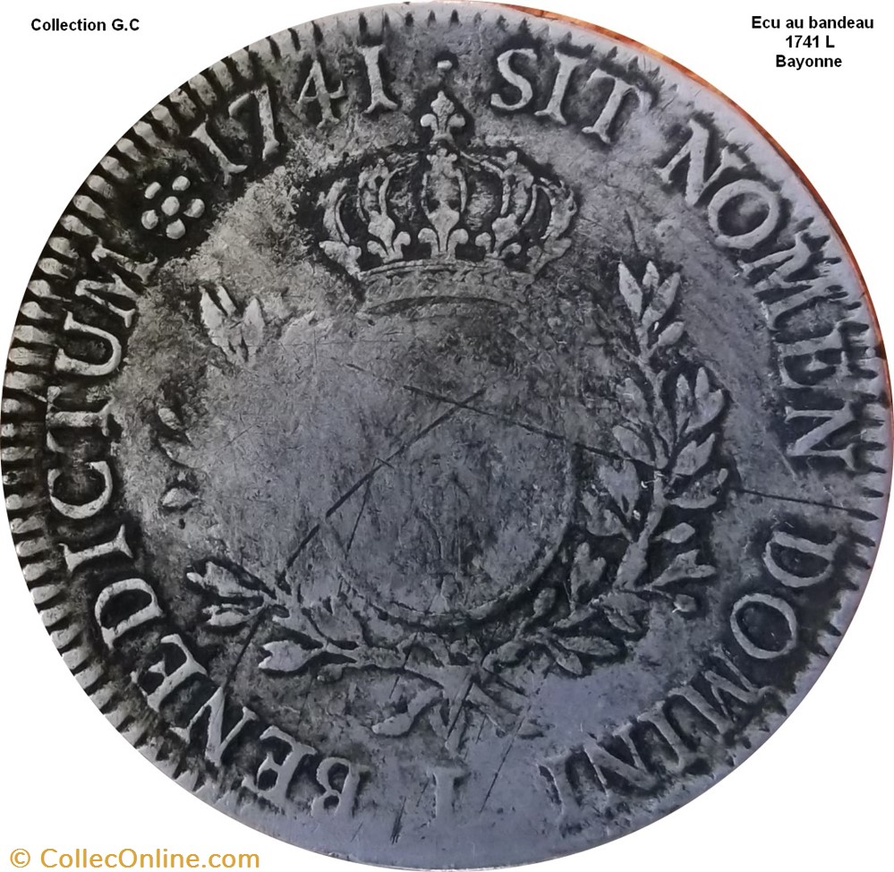Ecu au bandeau 1741 L Bayonne monnaie france royale ecu au bandeau 1741 l bayonne