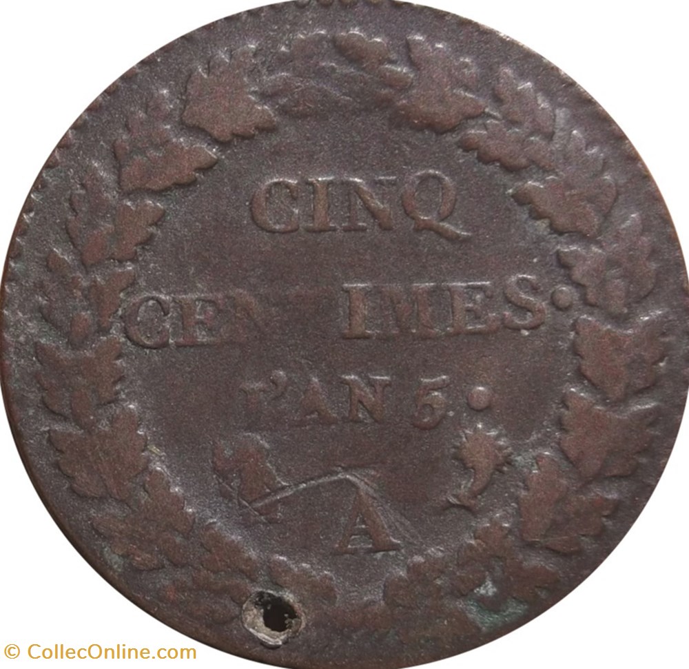 Cinq centimes Dupré, grand module 1797 Paris F.115/1 monnaies cinq centimes dupre grand module 1797 paris f 115 1