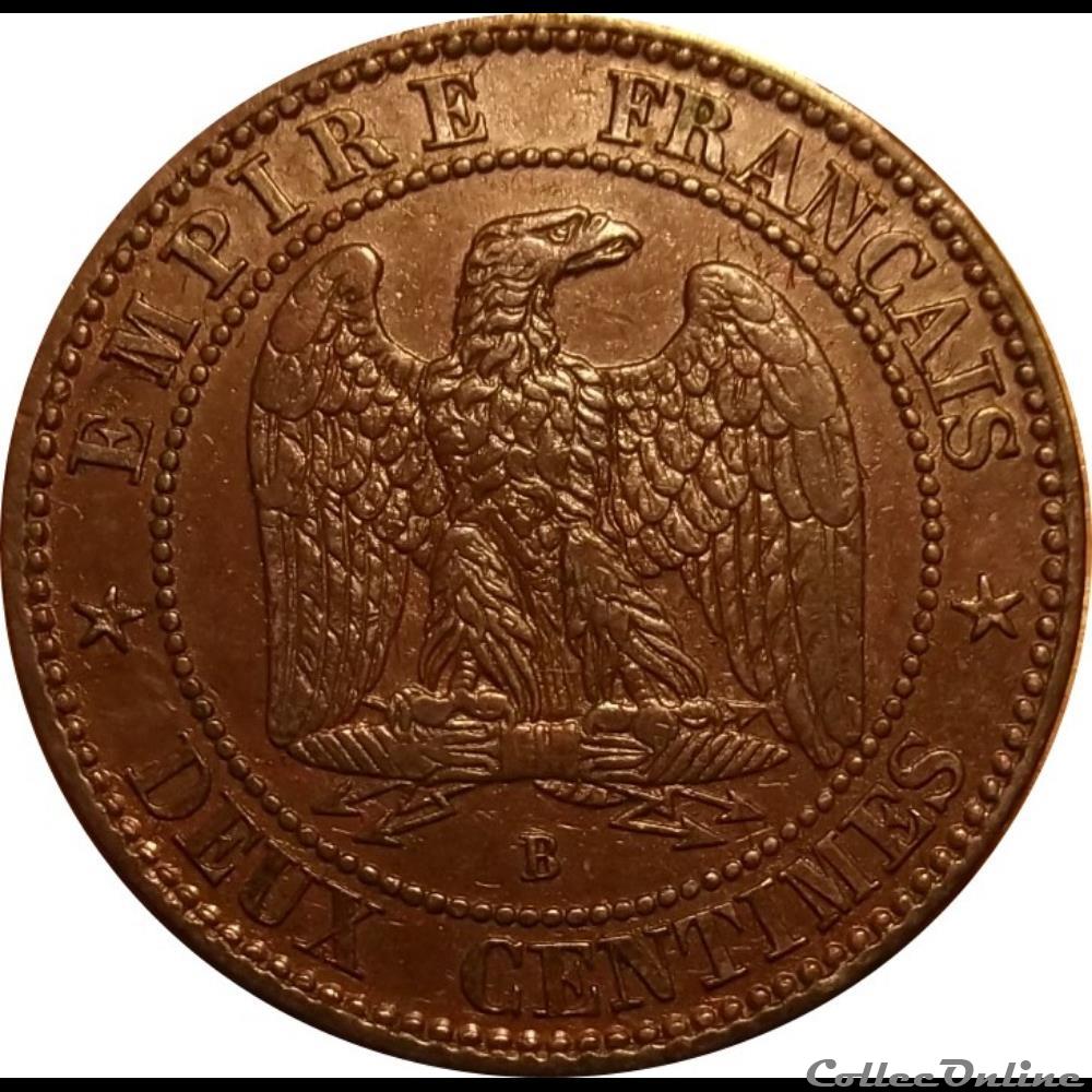 2 Centimes Napoléon III Tête Nue 1854 B monnaie france moderne 2 centimes napoleon iii tete nue 1854 b