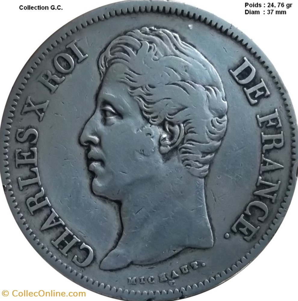 5 francs Charles X, 1er type 1828 W Lille monnaies monde france 5 francs charles x 1er type 1828 w lille