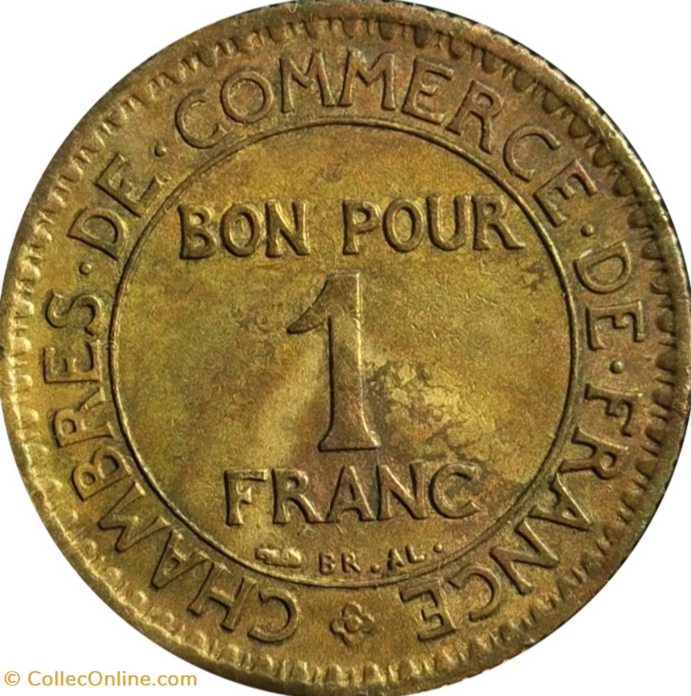1 franc Chambres de Commerce 1921 monnaies 1 franc chambres de commerce 1921