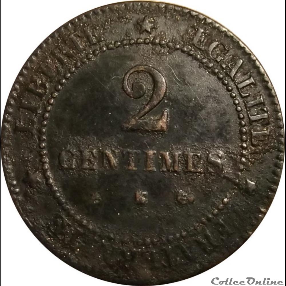 Deux Centimes Cérès 1878 K monnaie france moderne deux centimes ceres 1878 k