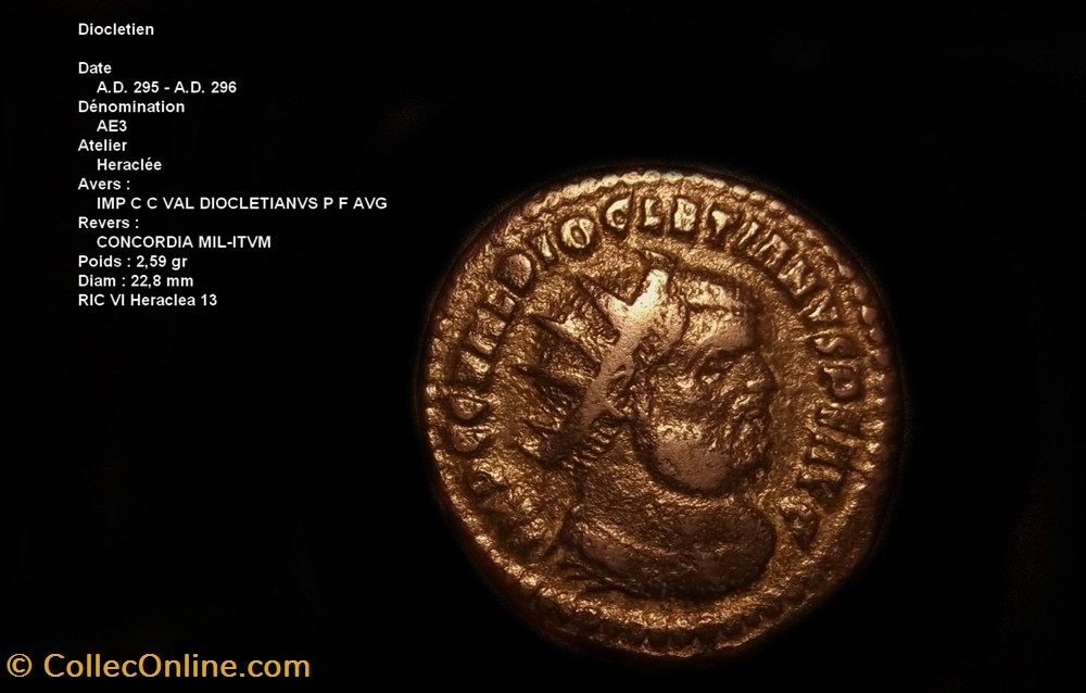 monnaies antiques romaines republicaines imperiales diocletien ric vi heraclea 13