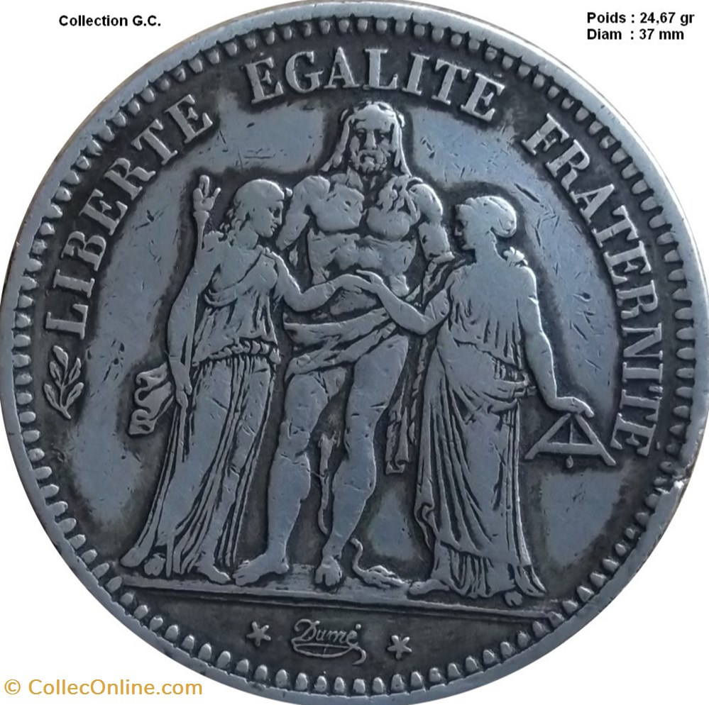 5 francs Hercule, IIe République 1849 A Paris monnaies monde france 5 francs hercule iie republique 1849 a paris