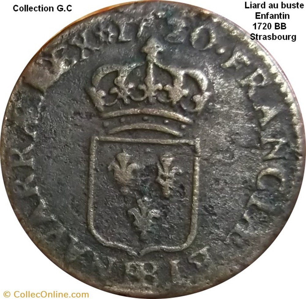 monnaie france royale liard au buste enfantin 1720 bb strasbourg