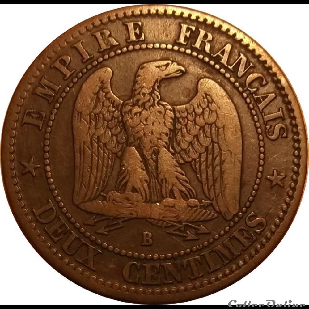 2 Centimes Napoléon III Tête Nue 1853 B monnaie france moderne 2 centimes napoleon iii tete nue 1853 b