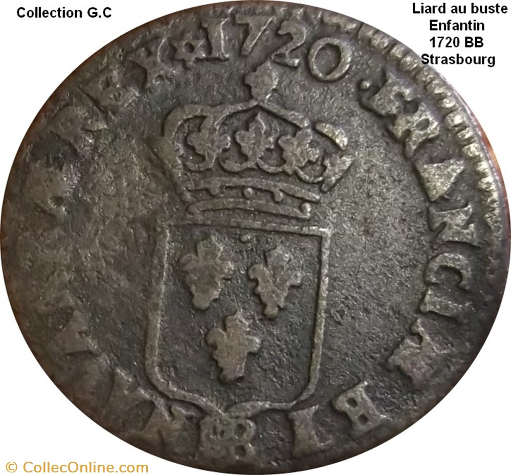 monnaie france royale liard au buste enfantin 1720 bb strasbourg