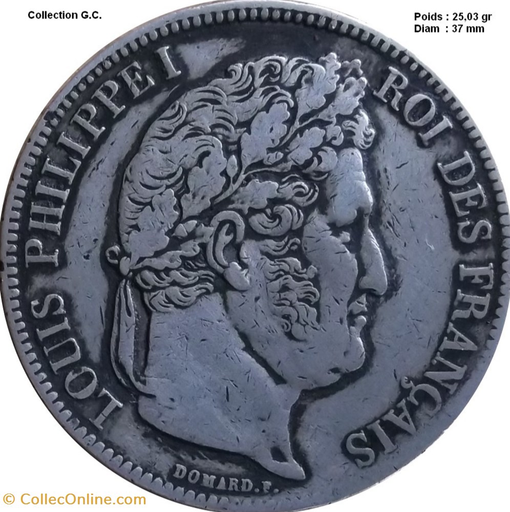 5 francs IIe type Domard 1837 B Rouen monnaies monde france 5 francs iie type domard 1837 b rouen