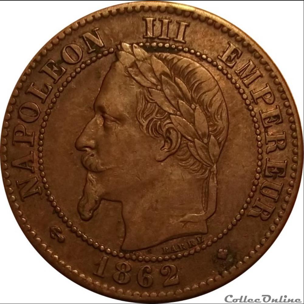 2 Centimes Napoléon III Tête Laurée Buste Définitif 1862 Grand BB monnaie france moderne 2 centimes napoleon iii tete lauree buste definitif 1862 grand bb