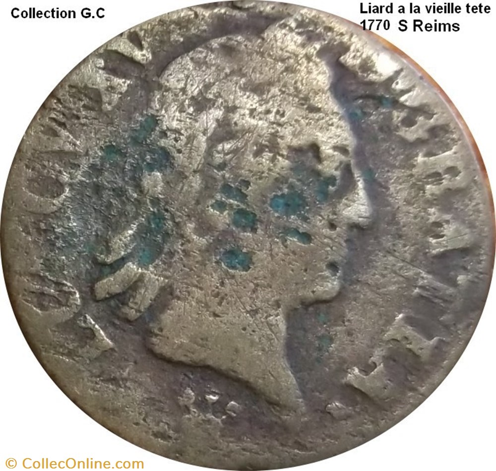 Liard a la vieille tète 1770 ( REIMS ) a confirmer monnaie france royale liard a la vieille tete 1770 reims a confirmer