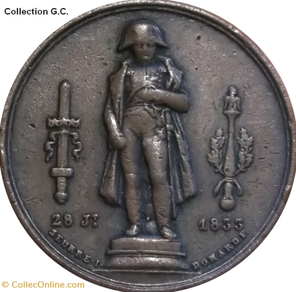 Médaille Napoleon Colonne 1833 Domard Seurre Montagny Baron Desnoyers monnaie monde pologne medaille napoleon colonne 1833 domard seurre montagny baron desnoyers