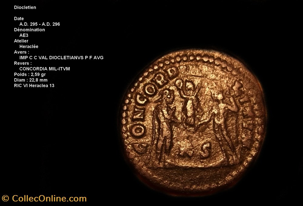 monnaies antiques romaines republicaines imperiales diocletien ric vi heraclea 13