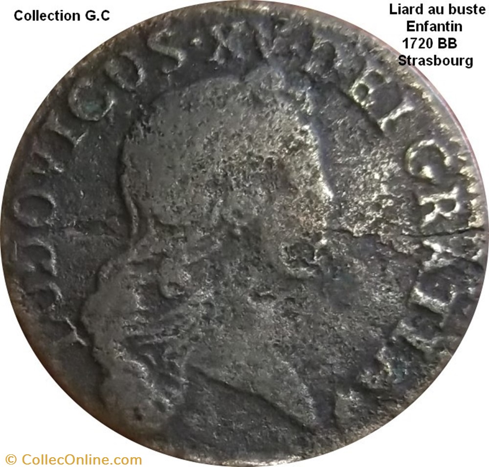 monnaie france royale liard au buste enfantin 1720 bb strasbourg