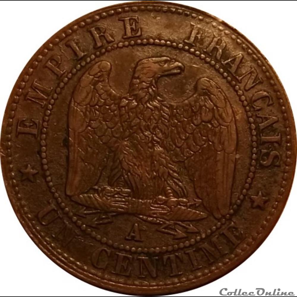 1 Centime Napoléon Tète Laurée 1861 A monnaie france moderne 1 centime napoleon tete lauree 1861 a