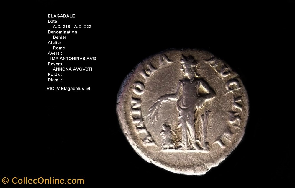 ELAGABALE RIC 59 monnaies antiques romaines republicaines imperiales elagabale ric 59