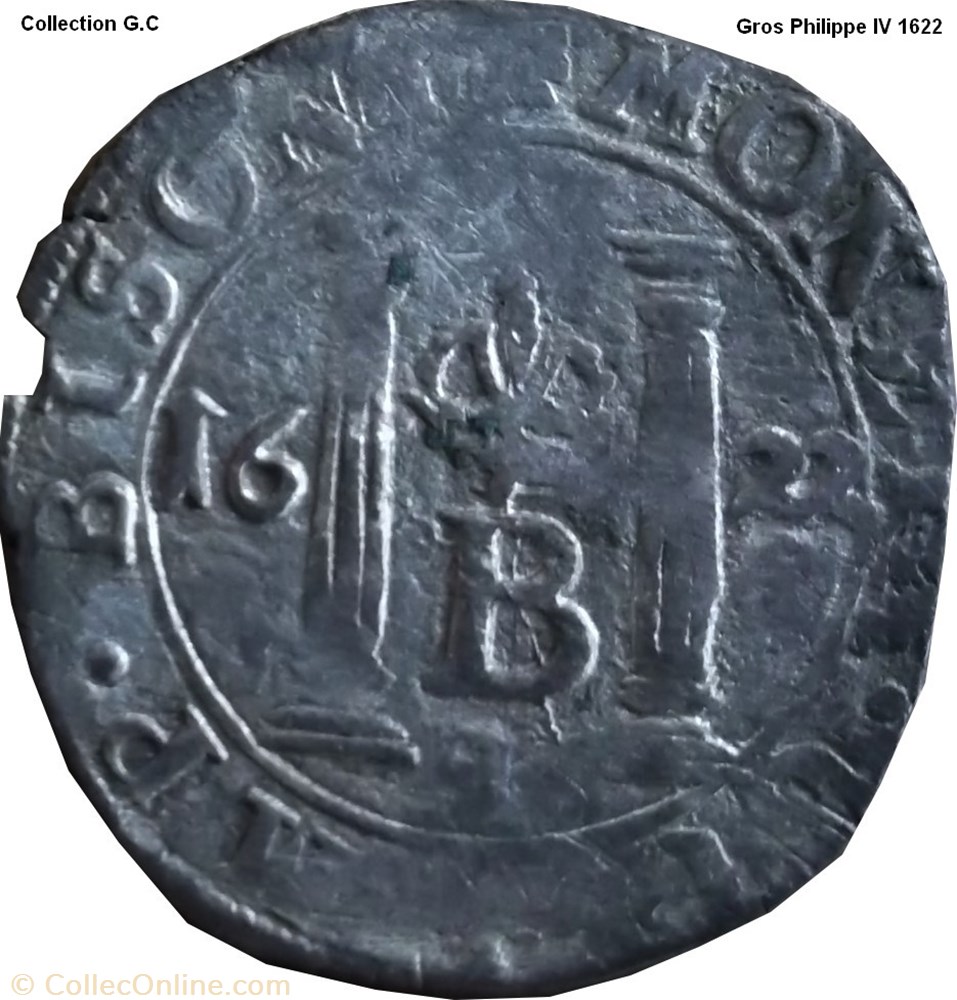 Gros Philippe IV 1622 monnaie feodale a gros philippe iv 1622
