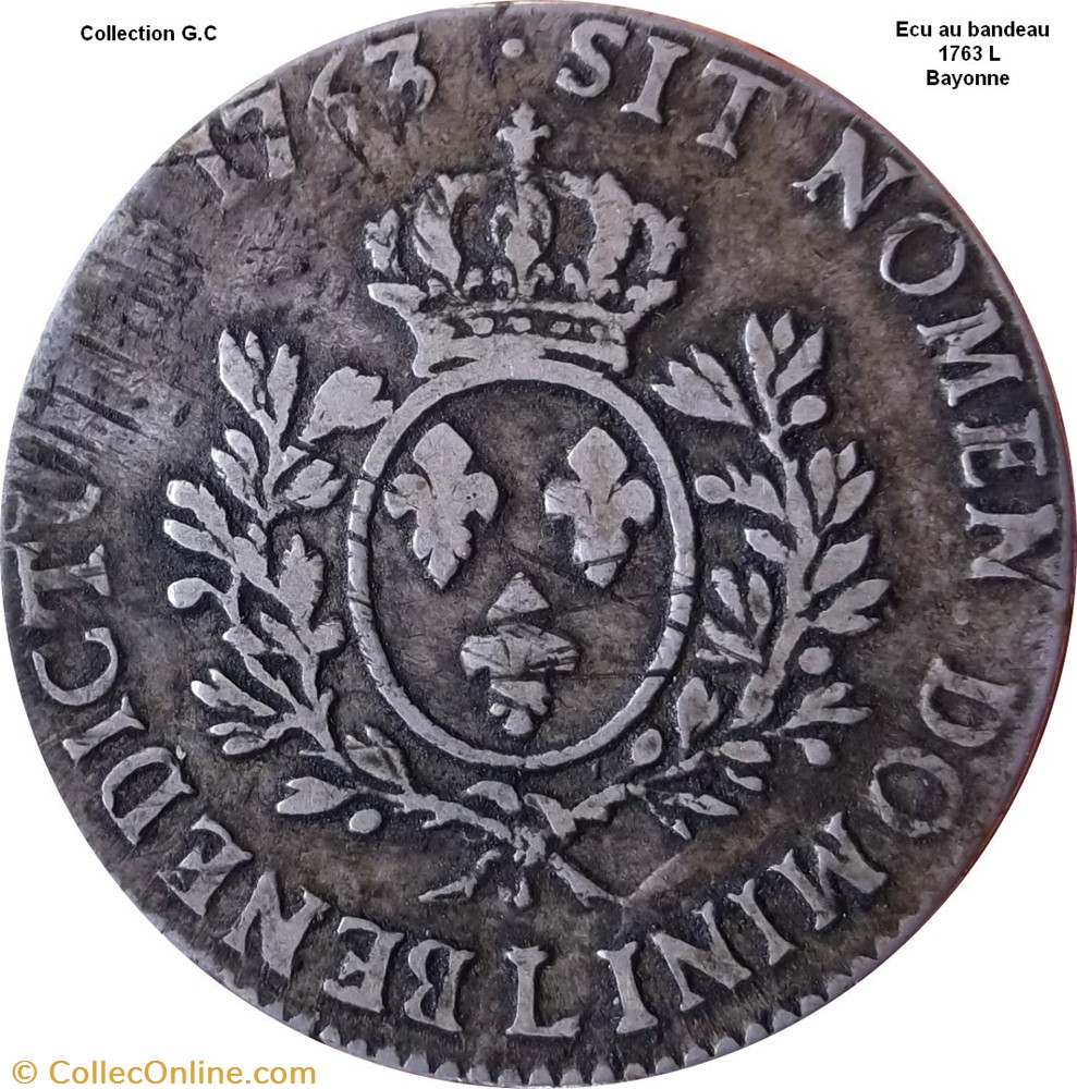 Écu au bandeau 1763 L monnaie france royale ecu au bandeau 1763 l