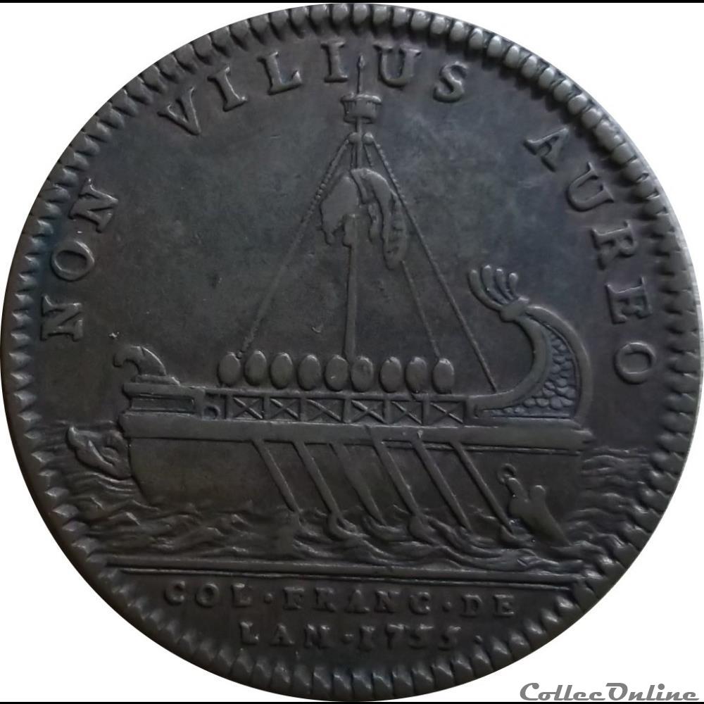 LOUIS XV DIT LE BIEN AIMÉ Jeton, colonies françaises d’Amérique 1755 monnaie monde pologne louis xv dit le bien aime jeton colonies francaises d amerique 1755