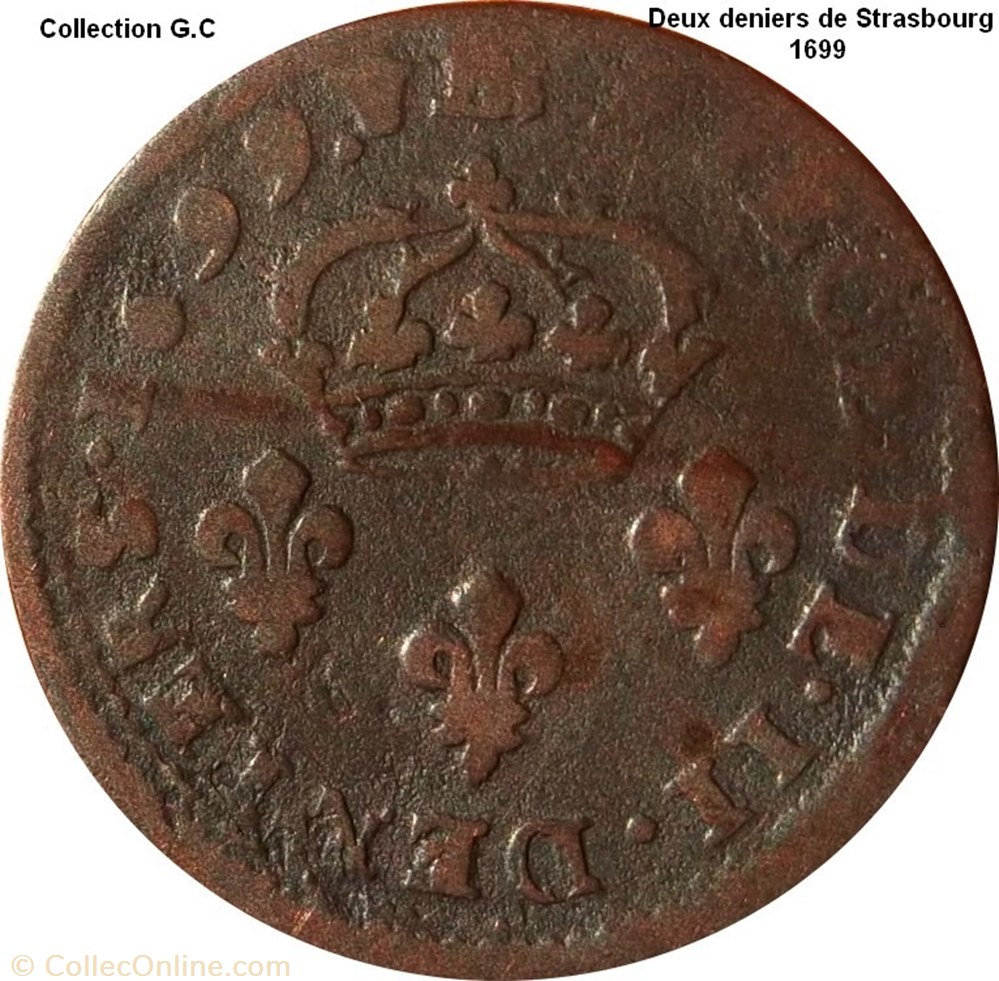 Deux deniers de Strasbourg 1699 BB en haut monnaie deux deniers de strasbourg 1699 bb en haut