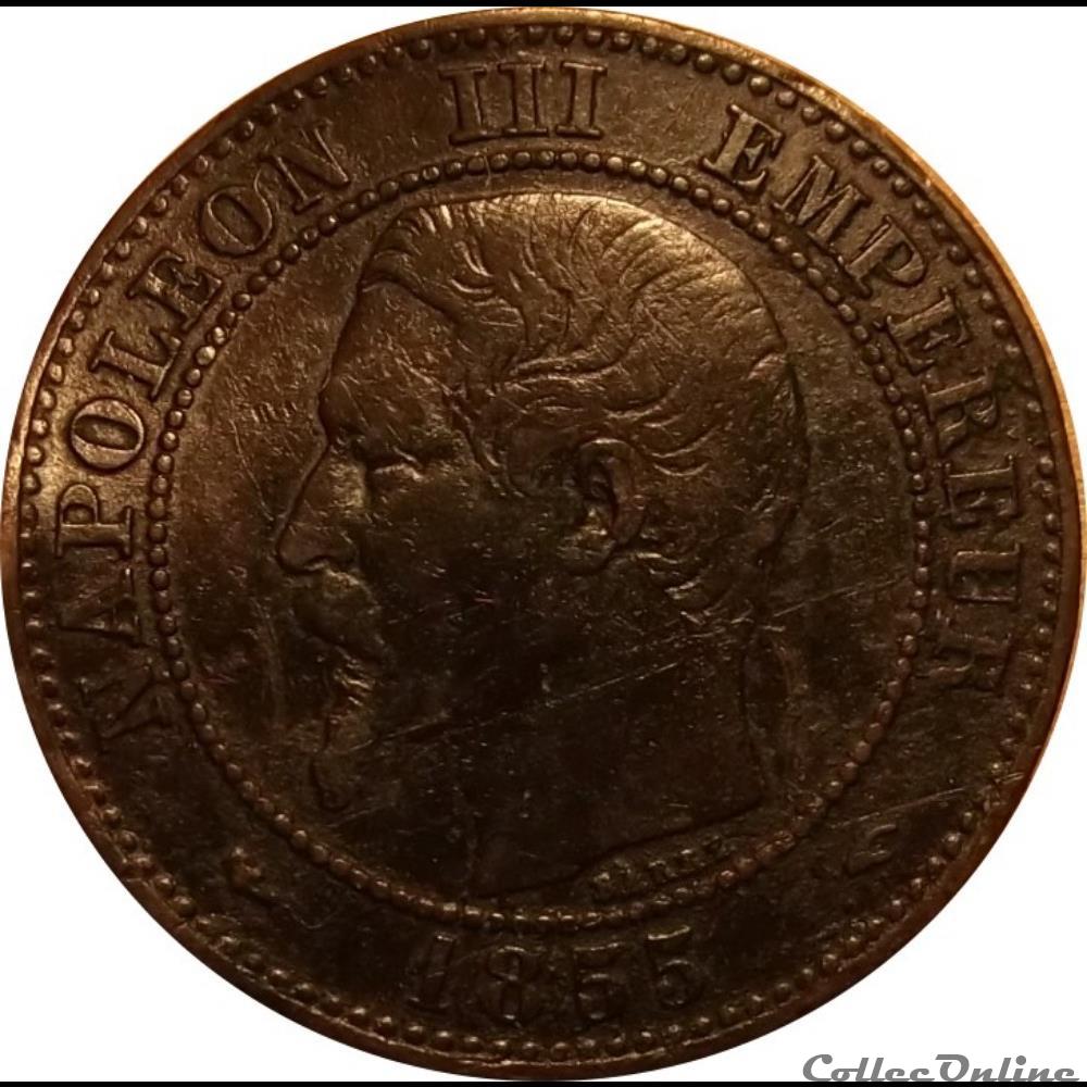 2 Centimes Napoléon III Tête Nue 1855 Levrette monnaie france moderne 2 centimes napoleon iii tete nue 1855 levrette