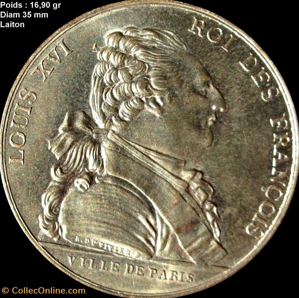 LOUIS XVI Médaille de la ville de Paris - J. S. Bailly maire medailles louis xvi medaille de la ville de paris j s bailly maire