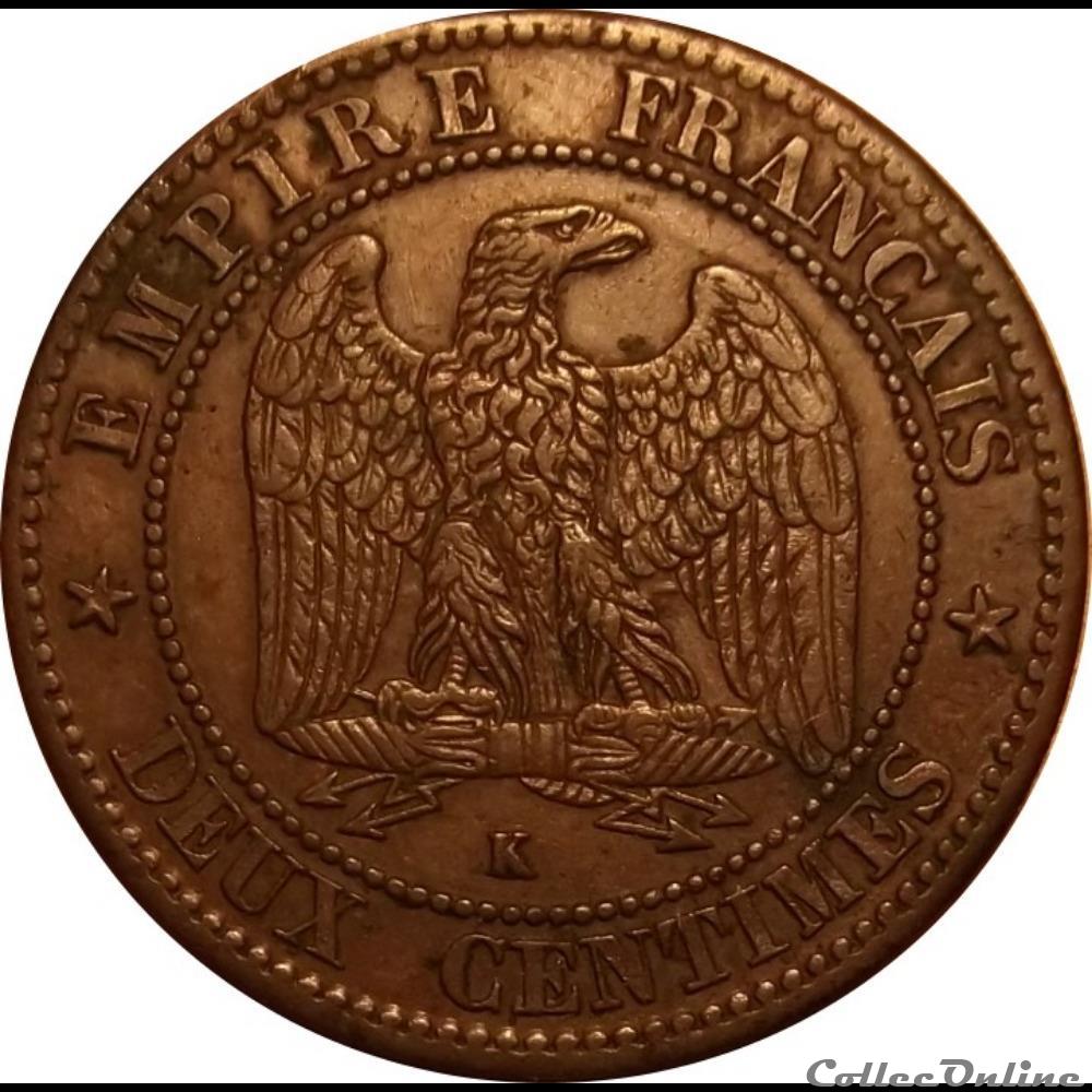 2 Centimes Napoléon III Tête Laurée Buste Définitif 1862 K monnaie france moderne 2 centimes napoleon iii tete lauree buste definitif 1862 k