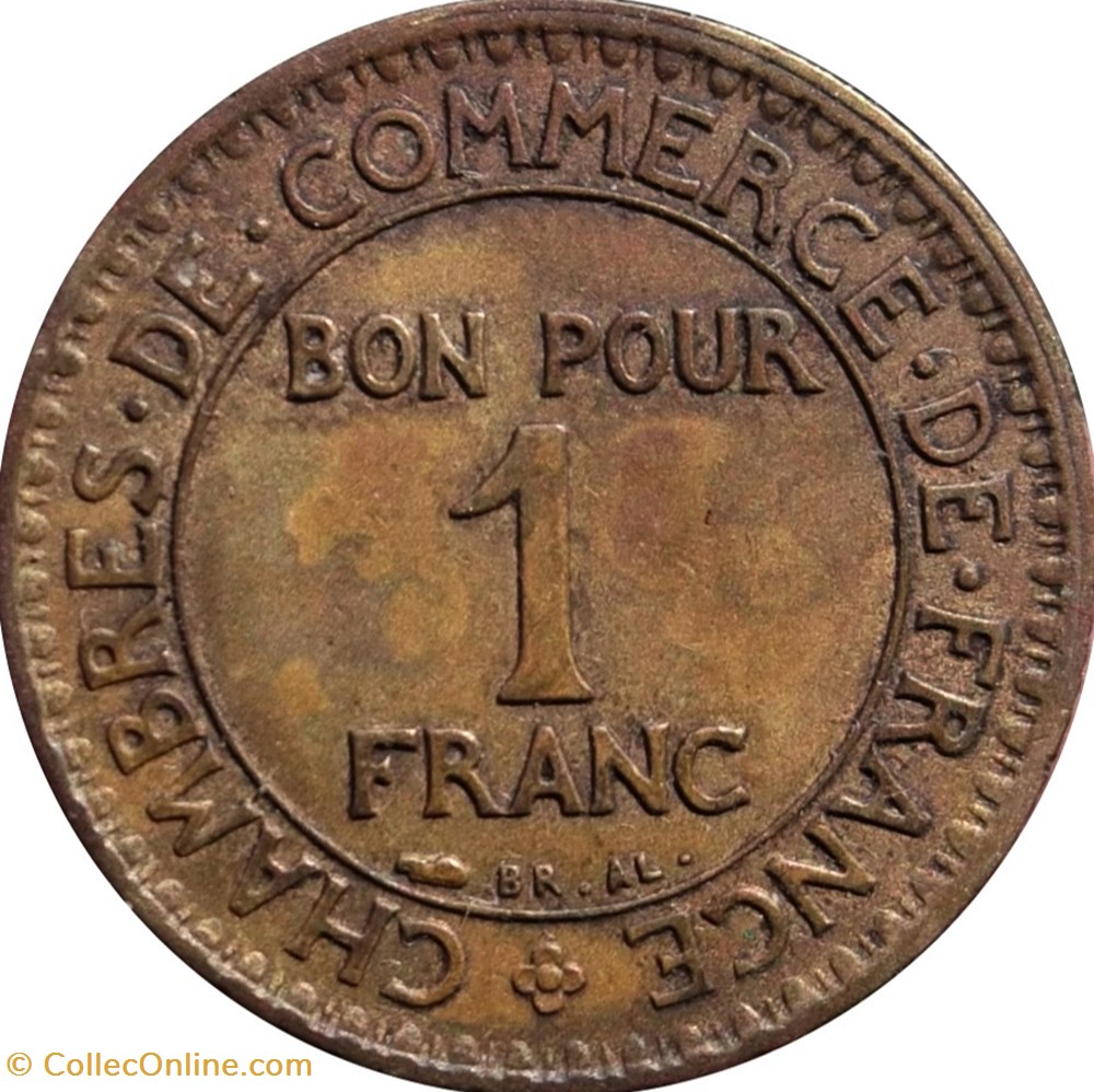 1 franc Chambres de Commerce 1923 monnaies 1 franc chambres de commerce 1923