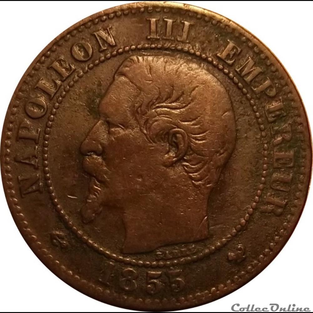 2 Centimes Napoléon III Tête Nue 1855 W monnaie france moderne 2 centimes napoleon iii tete nue 1855 w