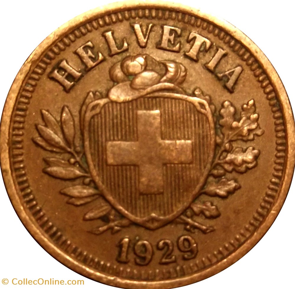 SUISSE 1 Centime (Rappen) Croix Suisse 1929 Berne monnaies europe medievale suisse 1 centime rappen croix suisse 1929 berne
