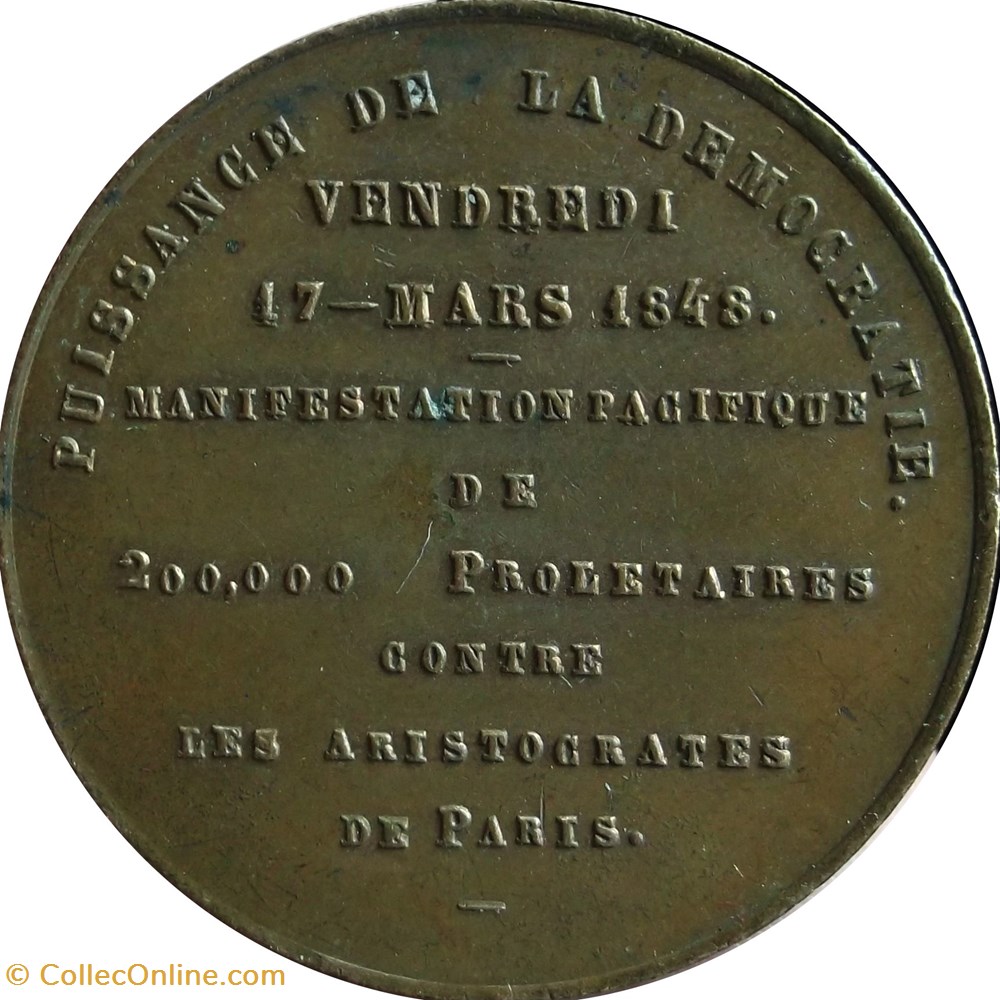 Médaille : Puissance de la Démocratie vendredi 17 mars 1848 medailles medaille puissance de la democratie vendredi 17 mars 1848