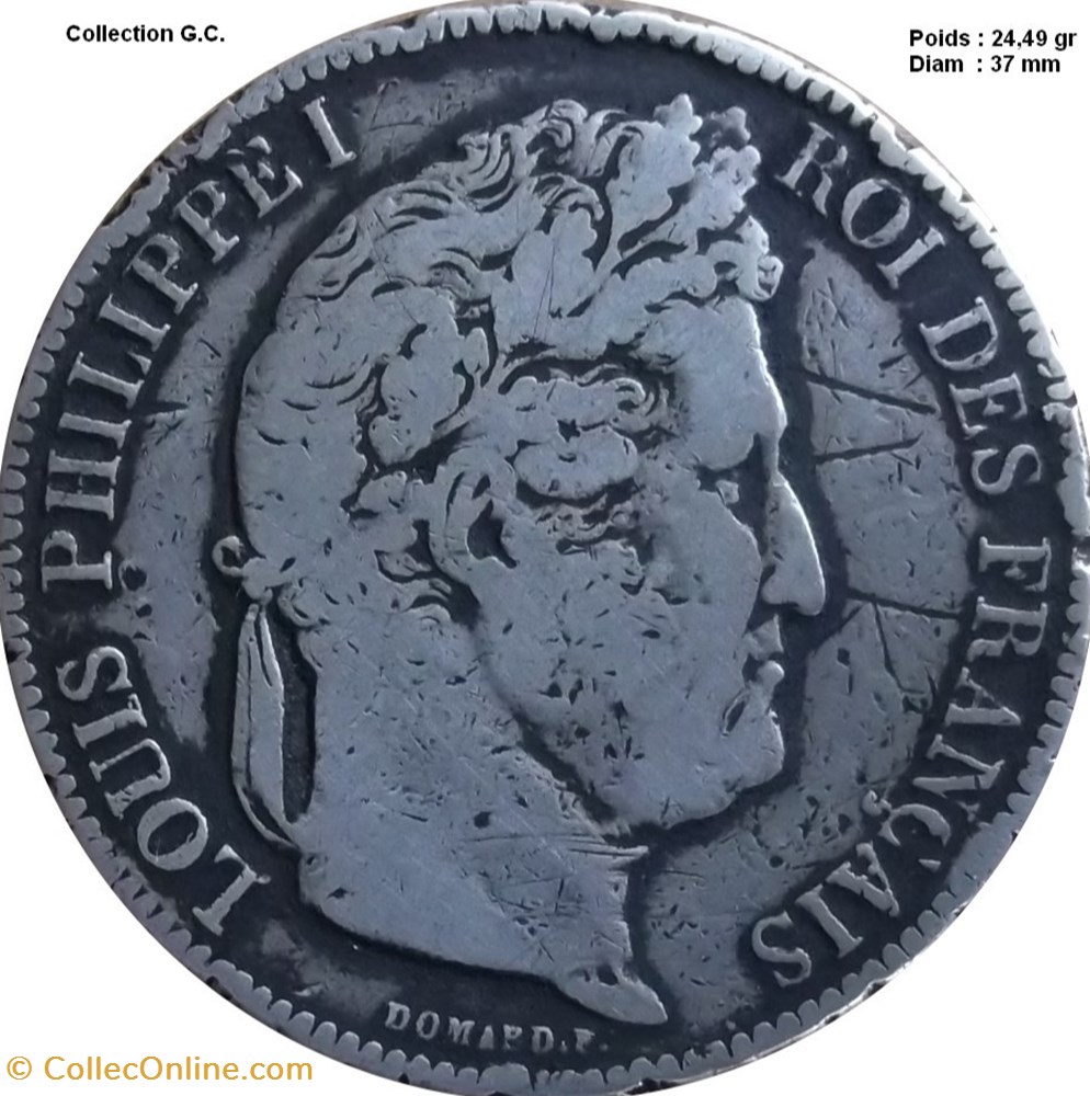 5 francs IIe type Domard 1843 A Paris monnaies monde france 5 francs iie type domard 1843 a paris