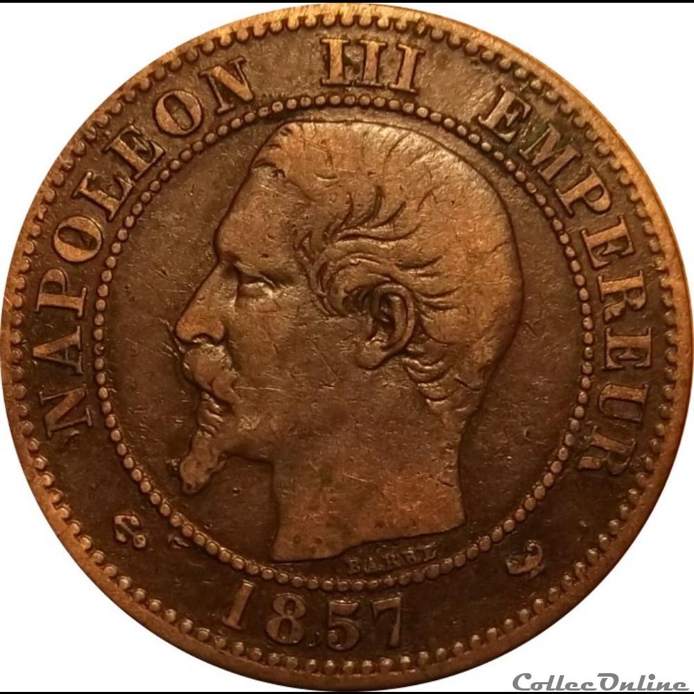 2 Centimes Napoléon III Tête Nue 1857 W monnaie france moderne 2 centimes napoleon iii tete nue 1857 w