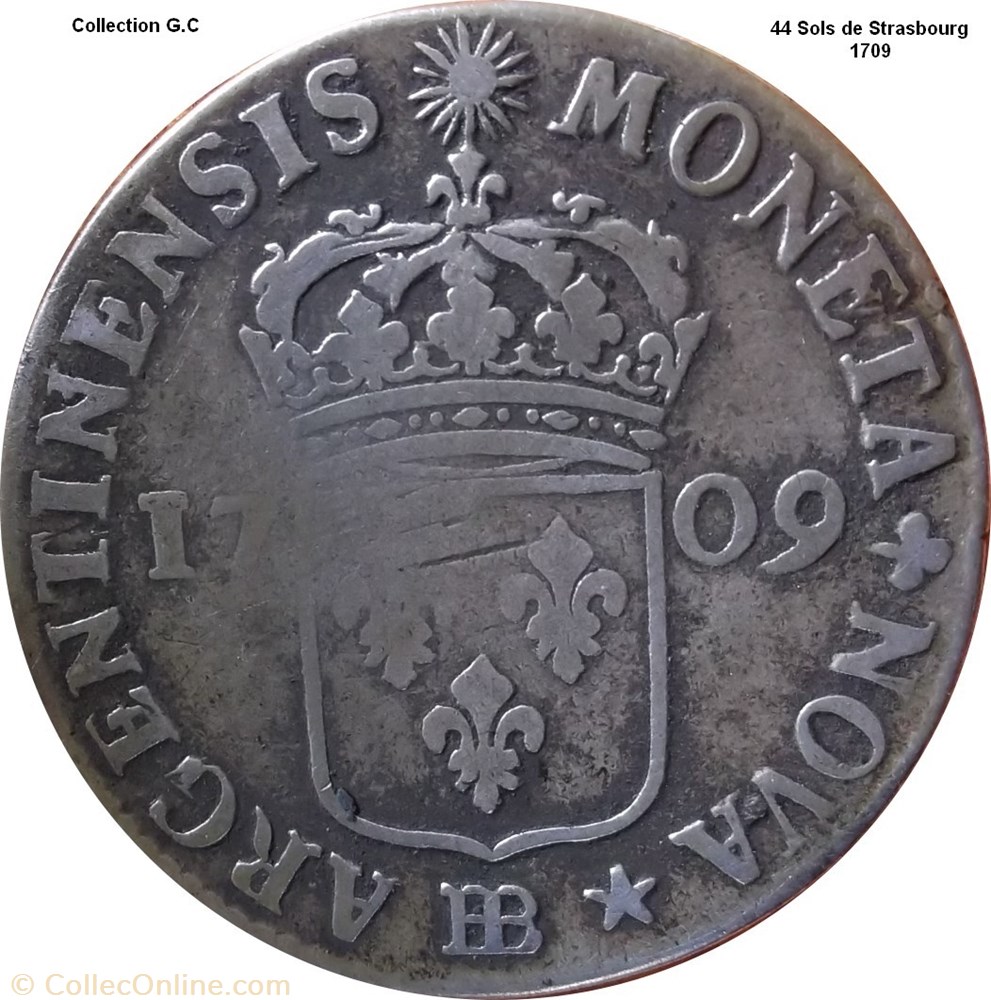 44 sols de Strasbourg 1709 monnaie 44 sols de strasbourg 1709