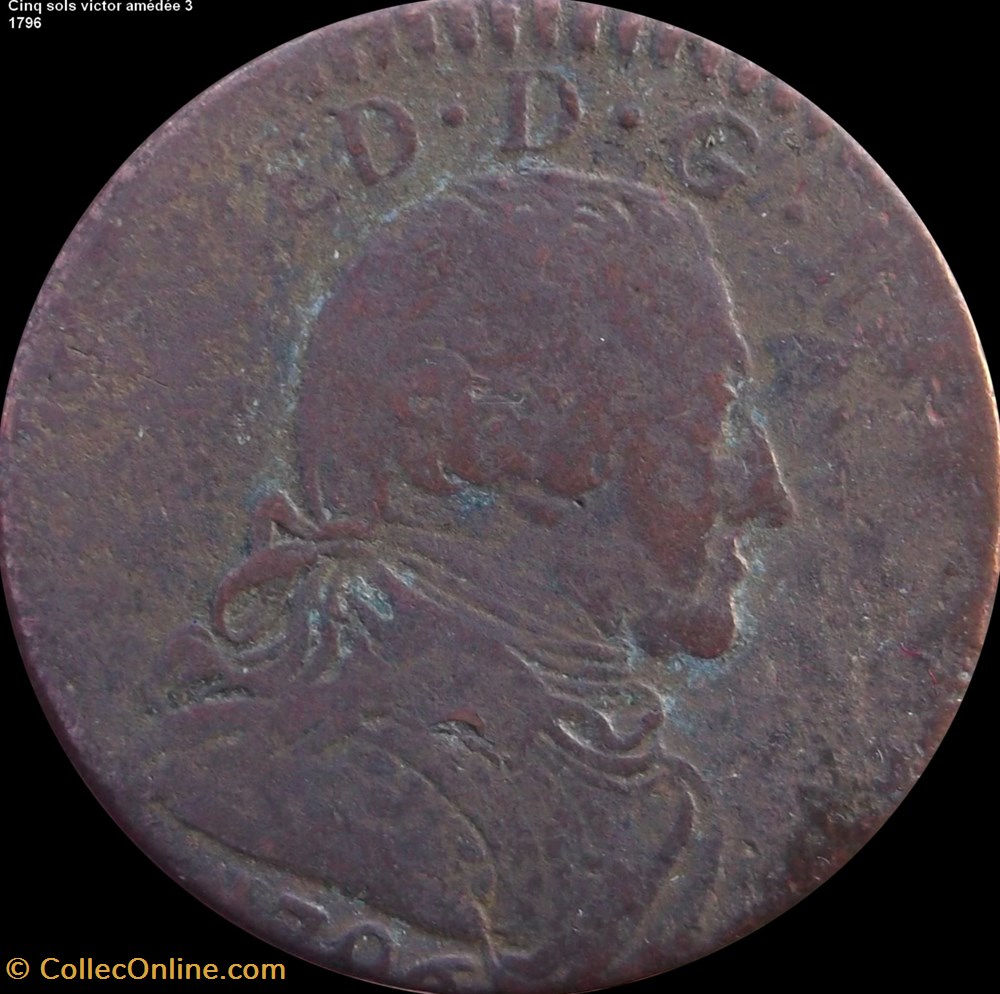 DUCHÉ DE SAVOIE - VICTOR-AMÉDÉE III 5 sols (5 soldi) 1796 monnaies europe medievale france feodales duche de savoie victor amedee iii 5 sols 5 soldi 1796
