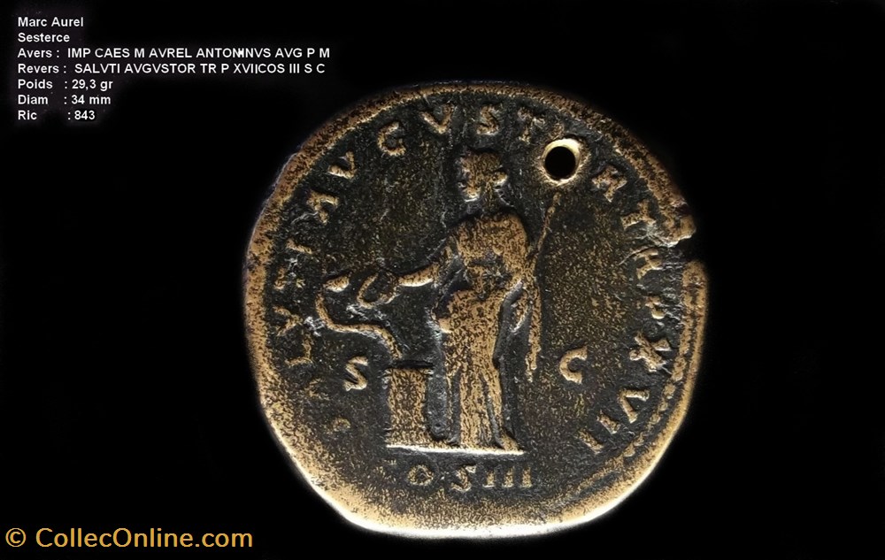 MARC AURELE RIC 843 monnaies antiques romaines republicaines imperiales marc aurele ric 843