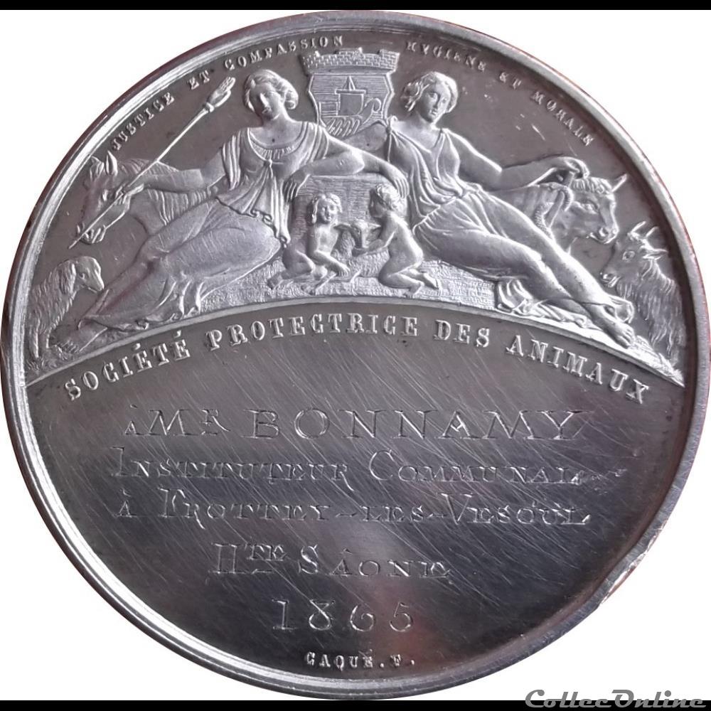 medaille france second empire napoleon iii societe protectrice des animaux 1865