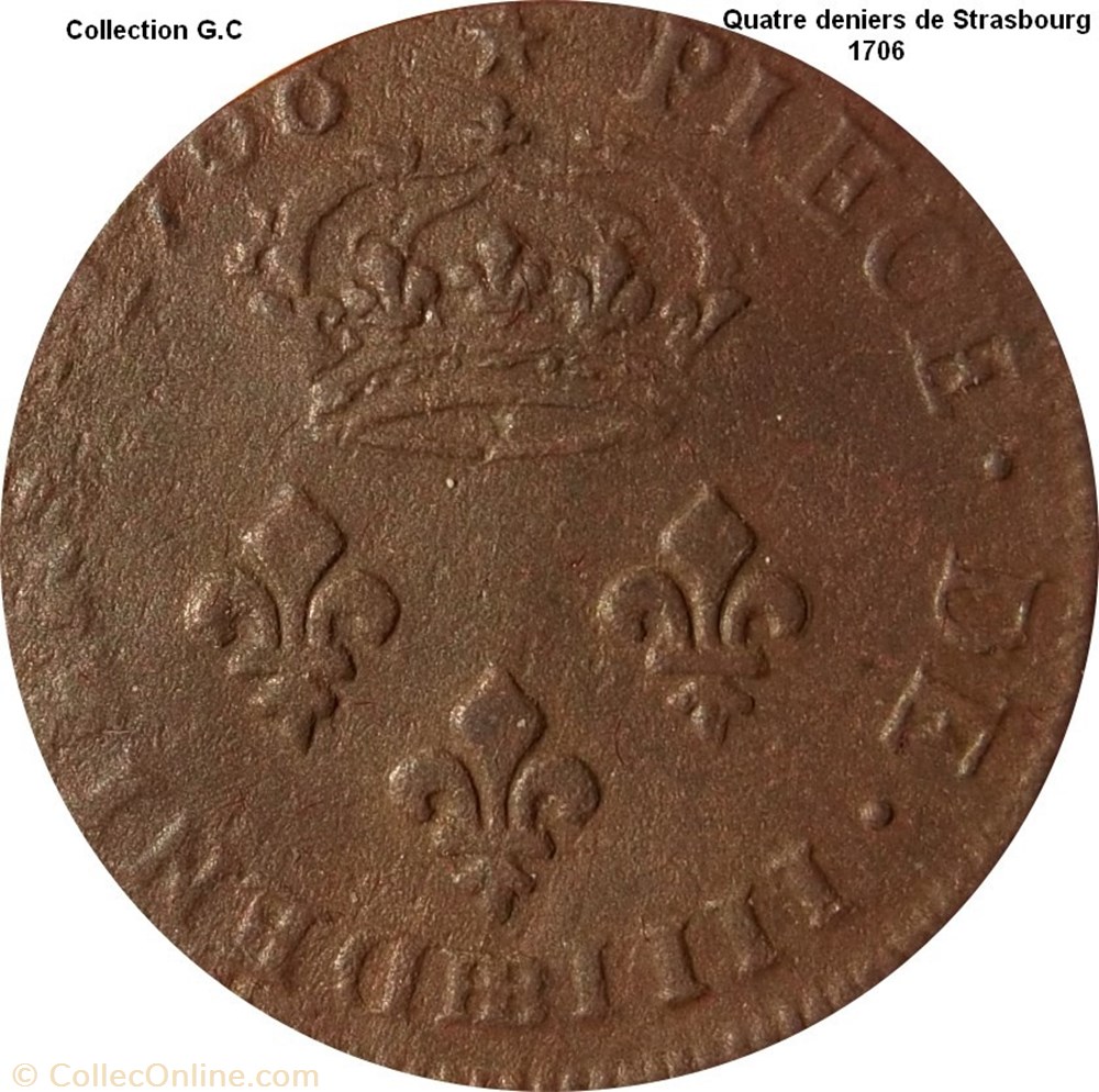 monnaie quatre deniers de strasbourg 1706