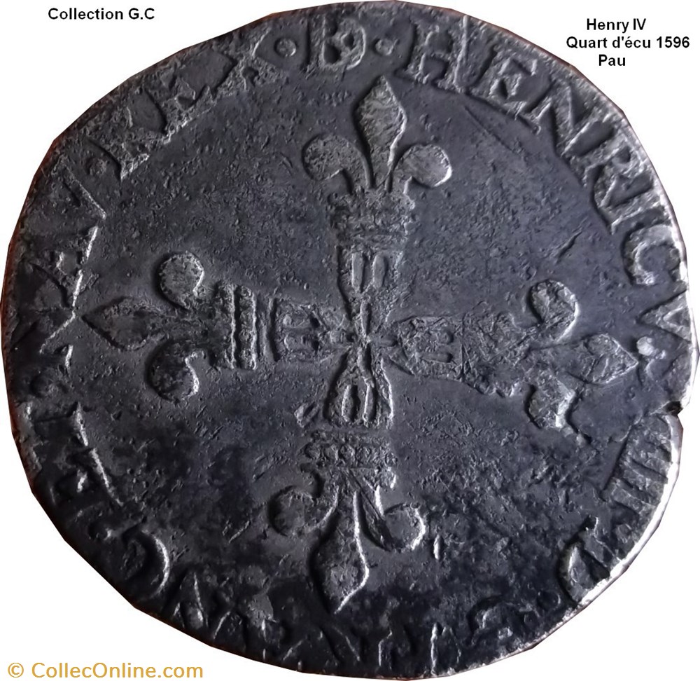 Quart d'écu de Béarn 1596 Pau monnaie france royale quart ecu de bearn 1596 pau