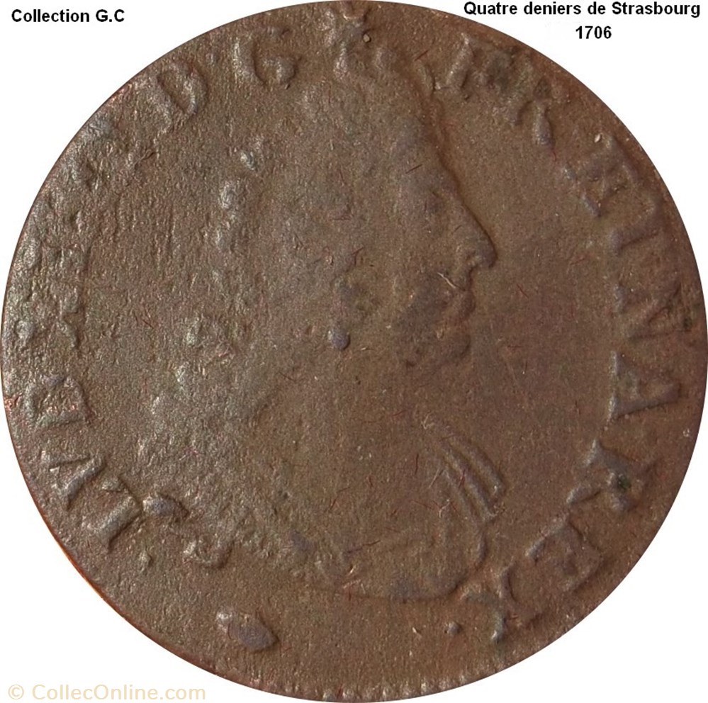 monnaie quatre deniers de strasbourg 1706