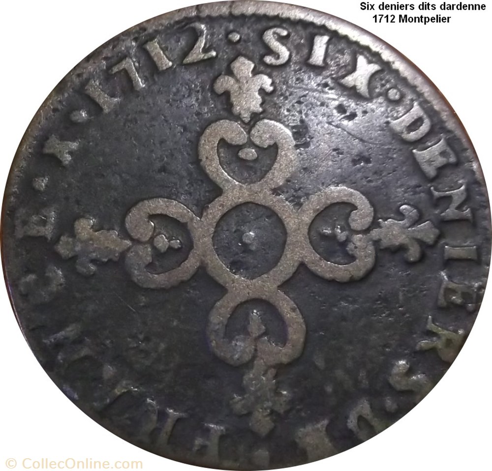 Six deniers dits Dardenne 1712 Montpelier monnaie six deniers dits dardenne 1712 montpelier