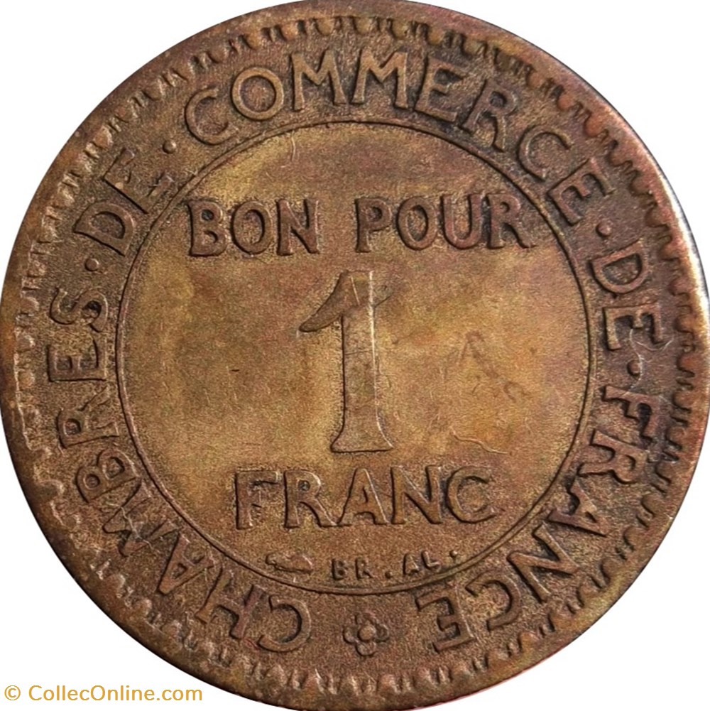 1 franc Chambres de Commerce 1920 monnaies 1 franc chambres de commerce 1920