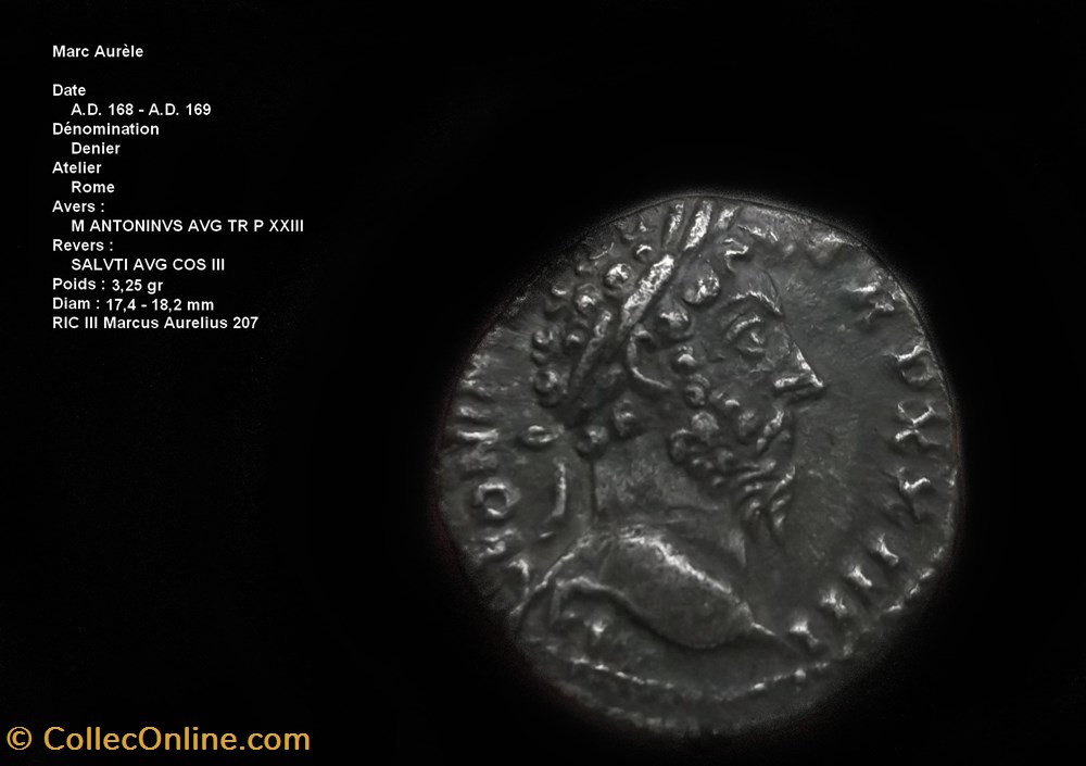 MARC AURÈLE Denier ric 207 monnaies antiques romaines republicaines imperiales marc aurele denier ric 207