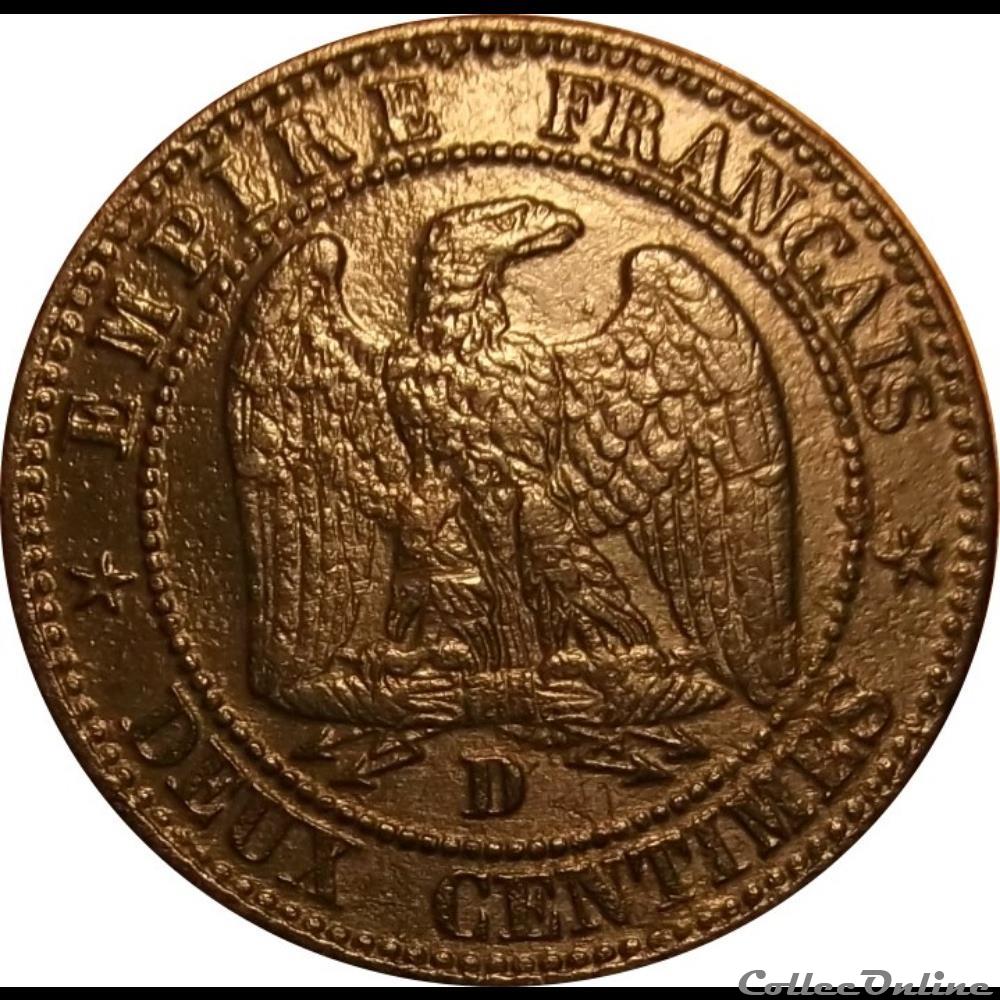 monnaie france moderne 2 centimes napoleon iii tete nue 1854 d